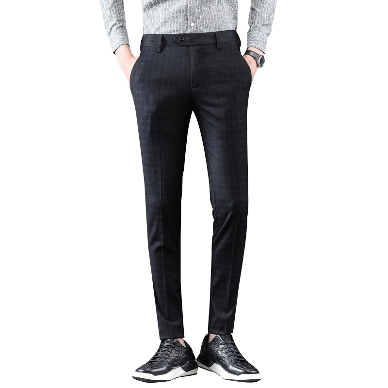 雅鹿男装2019春季新品直筒西裤商务男裤宽松抗皱弹力裤子0011