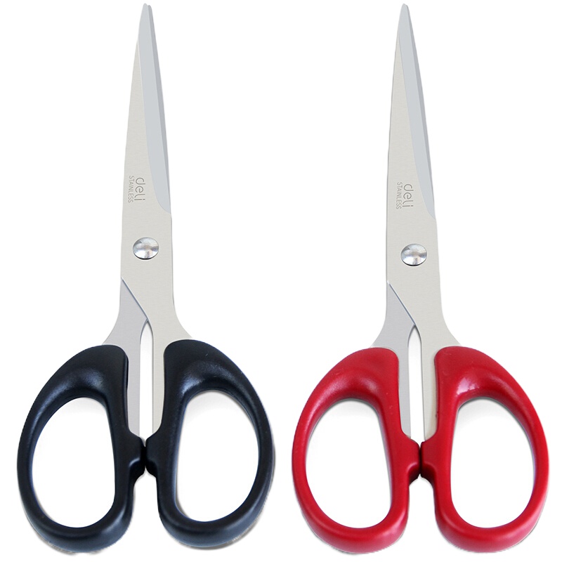 得力 180mm办公家用生活剪刀 3把装 颜色随机6009