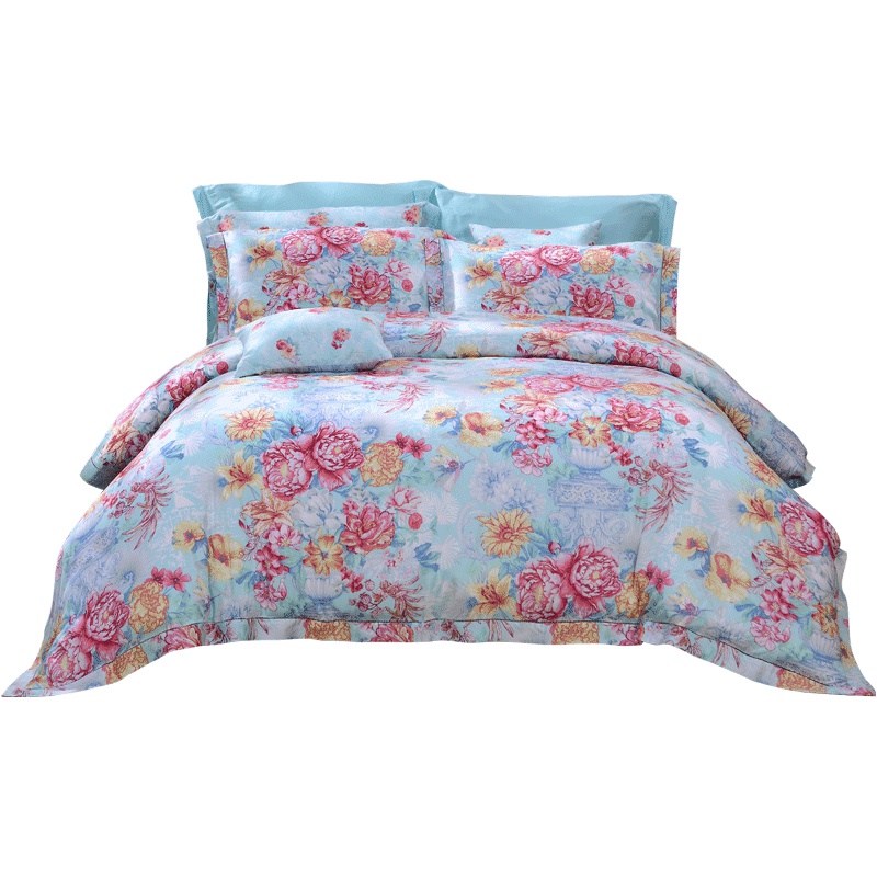 富安娜(FUANNA)家纺天丝四件套1.8米床单被套1.5米单人套件双人夏季床上用品罗马庄园