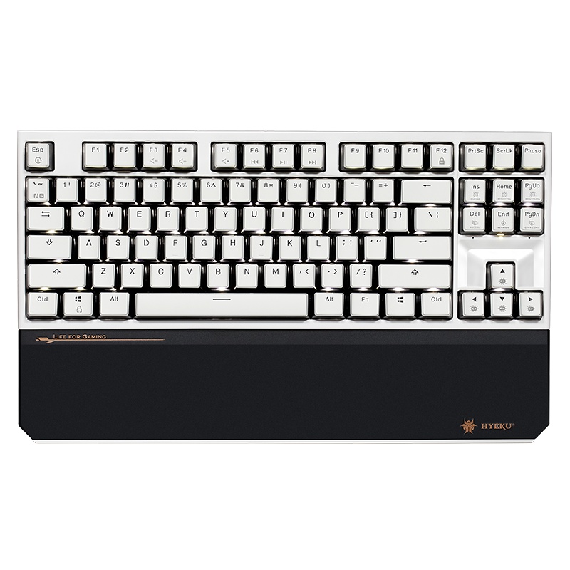 黑峡谷(Hyeku)X3 有线/无线2.4G双模机械键盘永劫无间 87键PBT键帽笔记本电脑键盘 黑白慕斯 流沙金轴