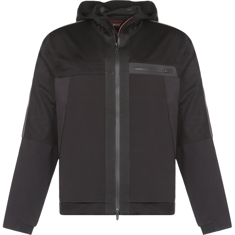 杰尼亚 Z ZEGNA 男士羊毛/聚酯纤维薄款连帽夹克上衣外套VY407 ZZT807