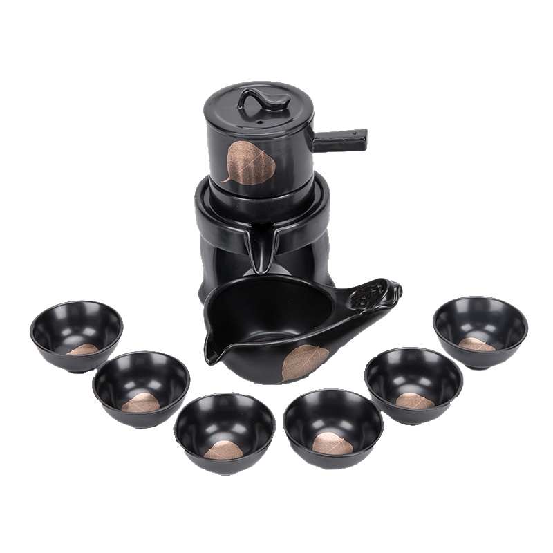 唐宏坊 茶具套装半全自动家用陶瓷懒人茶具石磨茶壶茶杯礼品套装功夫茶具