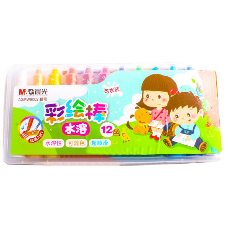 晨光(M&G)彩绘棒可水洗油画棒12色彩绘棒 蜡笔 儿童绘画笔 涂鸦笔