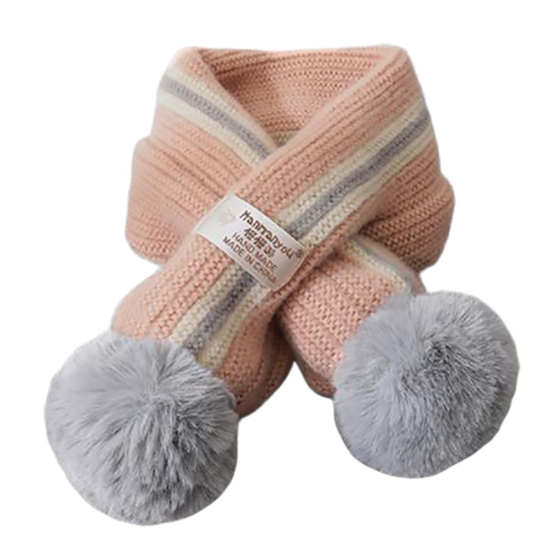 2019宝宝围巾冬季男女童柔软加厚保暖毛线围巾儿童百搭球球围脖潮