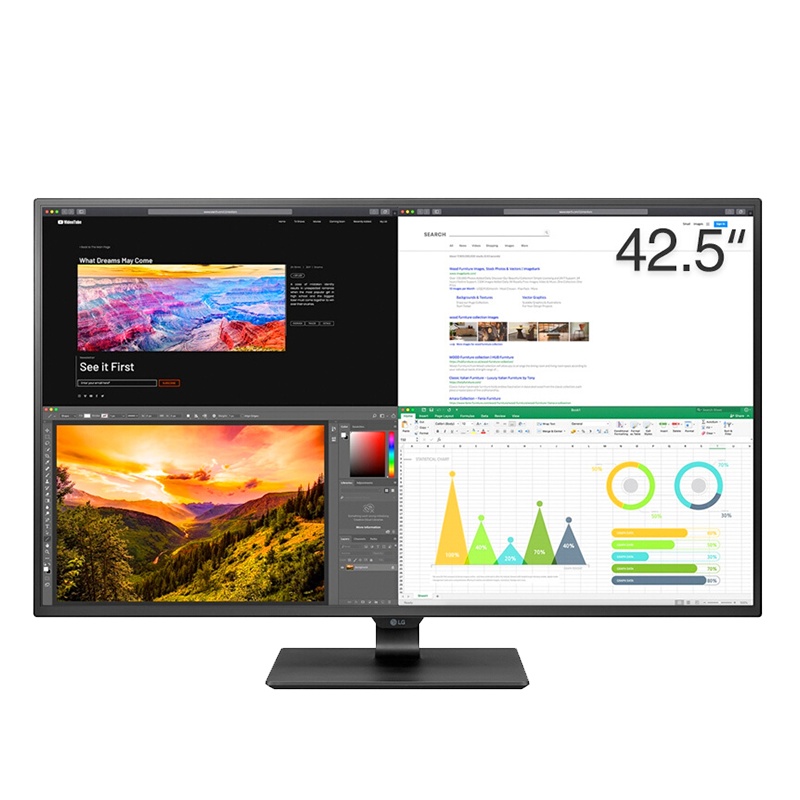 LG 43UN700 42.5英寸4K高清IPS屏Type-C接口4组HDMI信号输入画中画功能HDR10内置音箱电脑液晶显示器