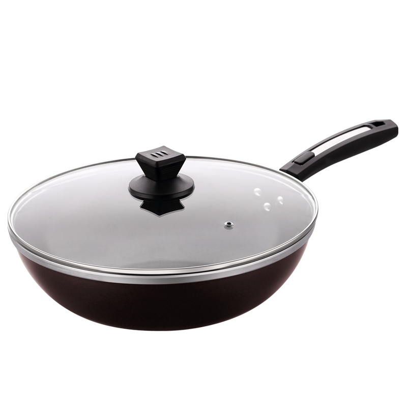 PFT-8021 易洁无烟不粘炒锅32CM(含盖彩盒装) 合金基材 导热均匀快 聚能复合底 无烟不粘 电磁炉燃气炉通用
