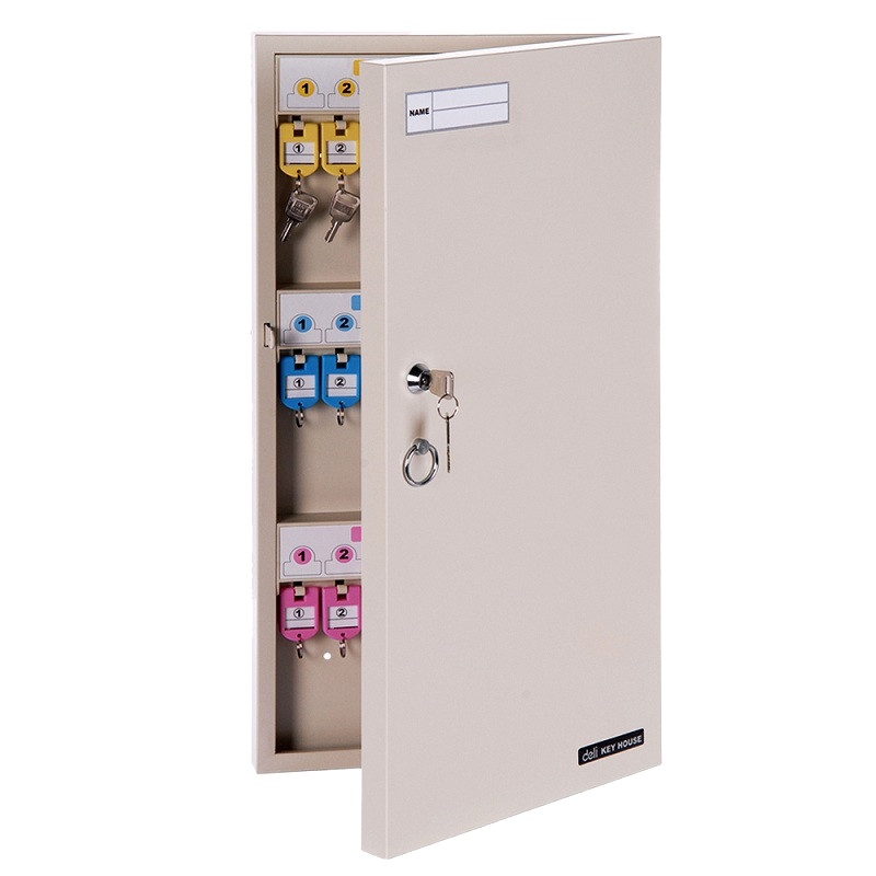 得力(deli)9323钥匙管理箱 48位米黄 金属钥匙柜(件)含钥匙牌 壁挂式汽车钥匙管理箱子 锁匙收纳盒 门锁壁挂箱