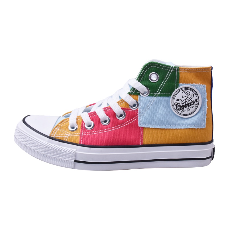 回力（Warrior）帆布鞋春夏季女鞋拼色印花高帮休闲鞋运动