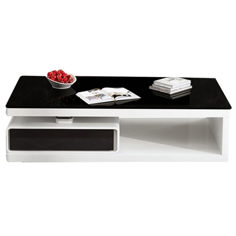 佐特家具 简约现代钢琴烤漆钢化玻璃电视柜 大小户型客厅可伸缩带储物茶几电视柜