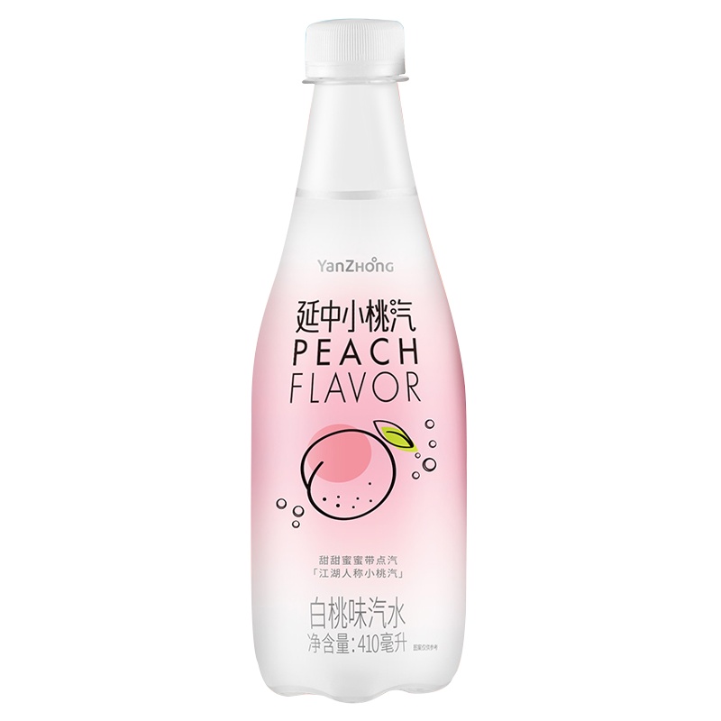 延中 小桃汽 410ml*12瓶/整箱装 白桃口味碳酸饮料汽水饮品