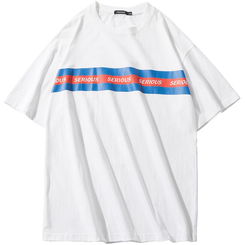 No.1dara夏季新款短袖T恤男韩版潮牌字母印花体恤宽松青年白色上衣