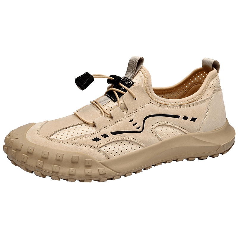 YIBULUOTUO男款秋季低帮户外休闲皮鞋防水中年爸爸鞋运动透气登山鞋