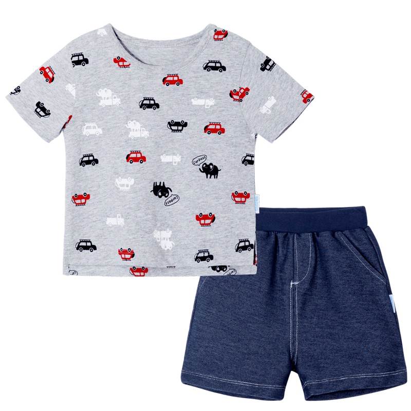 贝贝怡男童装短袖套装夏季时尚帅气宝宝衣服短裤2件套182T121