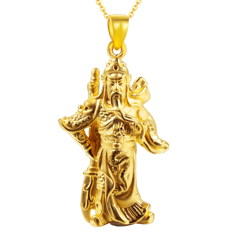 黄金码头足金999龙身武神关公吊坠男3D硬金坠子父亲节送爸爸老公