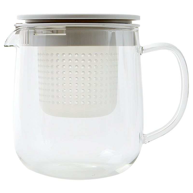 苏宁极物 日式简约玻璃茶壶1000ml加厚玻璃茶具水果红草花茶壶套装整套耐热高温过滤功夫家用