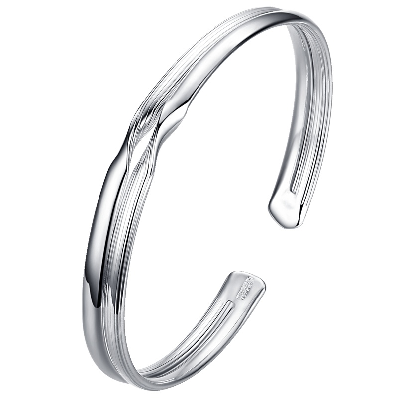 佰色传情(BRIR)万足银纯银女士开口手镯女银子网红女友镯子学生情人节礼物