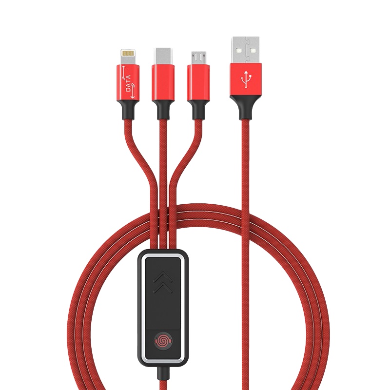 乐默 点烟器一拖三数据线 LCB-139 锦纶高弹丝+铝合金多功能通用充电线105cm（单位;条）