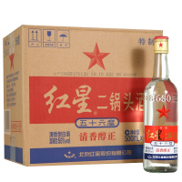 红星二锅头酒 清香型 56度 特制白标 500ml*12 (整箱装白酒)(新老包装随机发货)