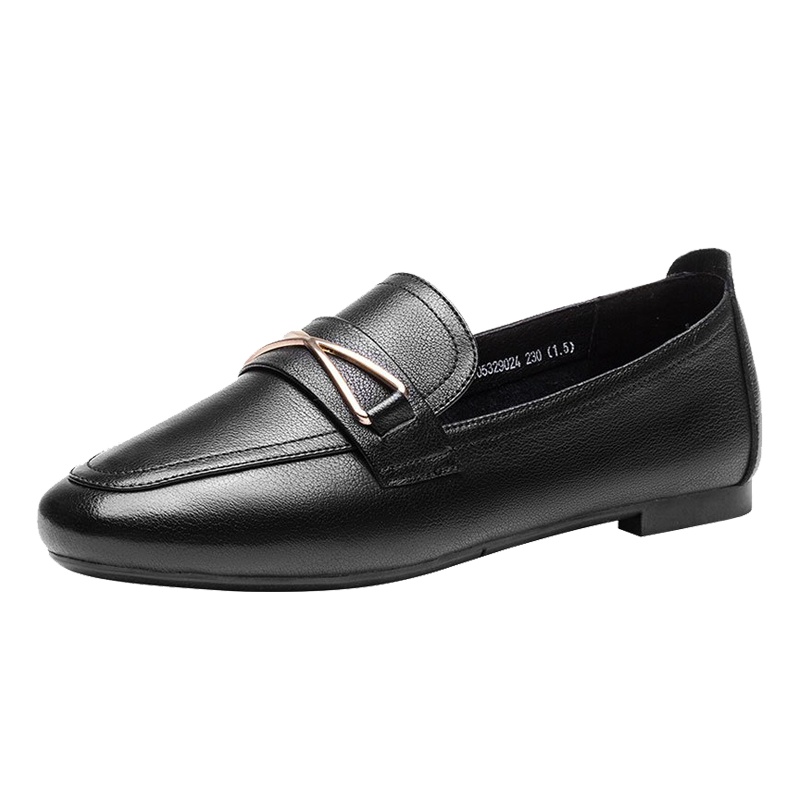 奥康女鞋休闲套脚低跟单鞋复古英伦乐福小皮鞋女士单鞋