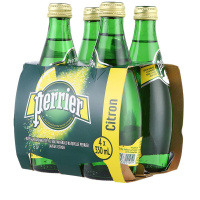巴黎水(Perrier)柠檬味330ml*24瓶含气天然矿泉水 法国进口气泡水