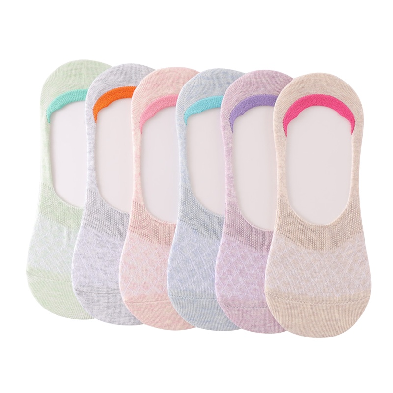 浪莎船袜女浅口夏天隐形纯棉短袜夏季薄款硅胶防滑脱不掉跟ins潮6双