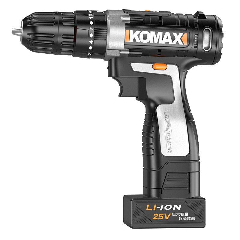 科麦斯暴龙25v冲击电钻塑盒2电1充+68件套手电转钻家用充电式电动螺丝刀手枪电钻电池工具小锂电手钻