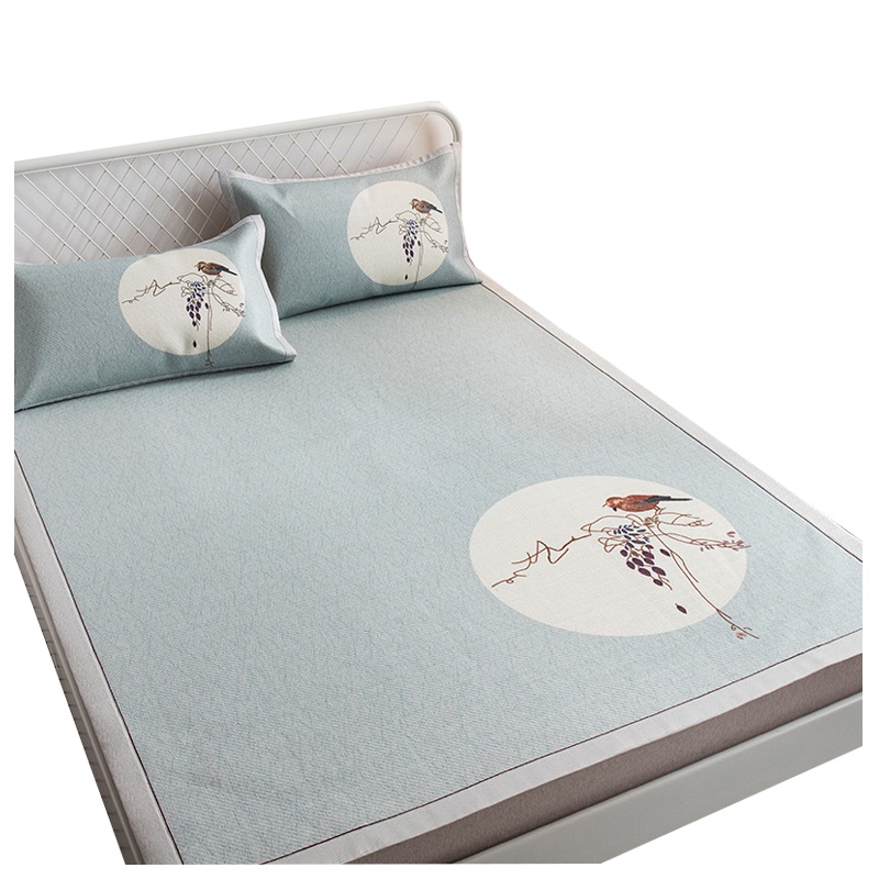 皮尔卡丹(Pierre Cardin)家纺 双人加厚藤席1.8m床夏天可折叠双人凉席套件三件套1.5m中式风空调席子