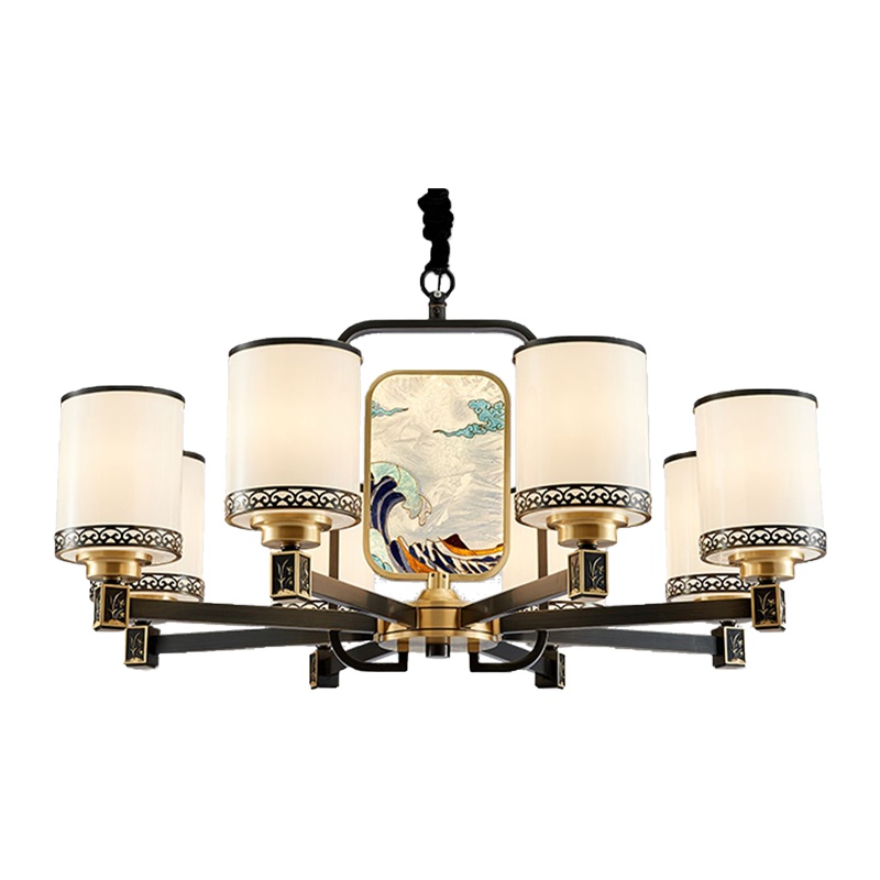 西顿照明全铜新中式吊灯轻奢客厅灯餐厅吊灯全铜别墅中国风珐琅彩9207