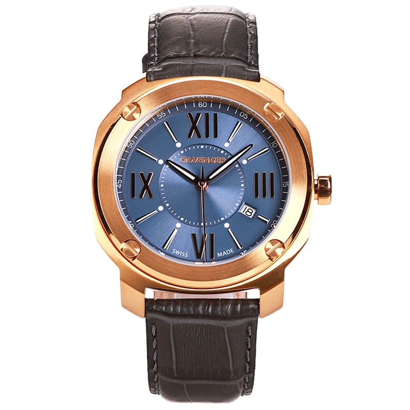 威戈Wenger石英表男皮带经典复古简约休闲商务防水男士手表 01.1141.120