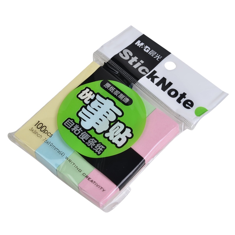 晨光文具YS-13优事贴100页四分条3X3便利贴便签纸 5包装