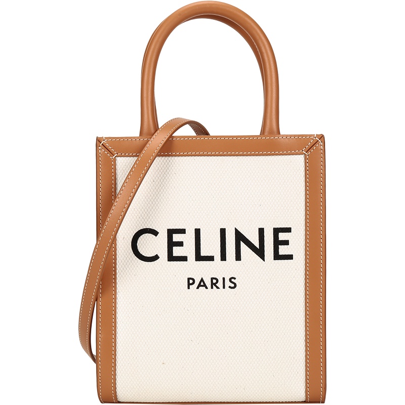 CELINE 赛琳 女士织物配皮CABAS手提单肩斜挎包迷你款 193302BNZ