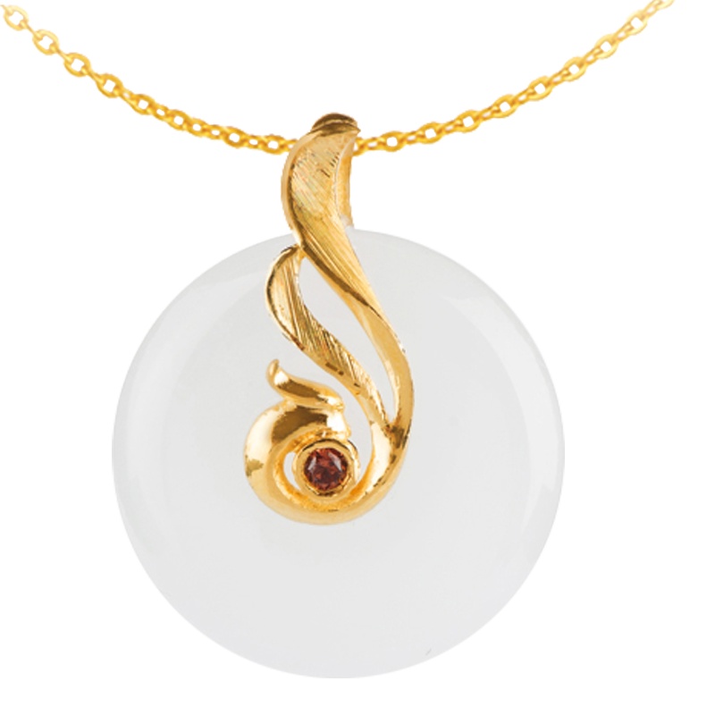 金一足金神凤女士款和田玉吊坠赠银链（定价） ZJDZ018