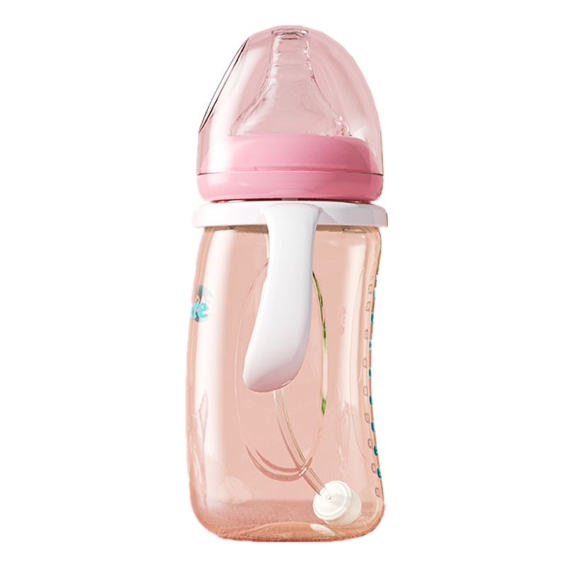 伊斯卡尔(Easy Care)260ml企鹅造型婴儿奶瓶PPSU宽口宝宝吸管奶瓶防胀气耐摔大容量防胀气防呛奶粉色奶瓶