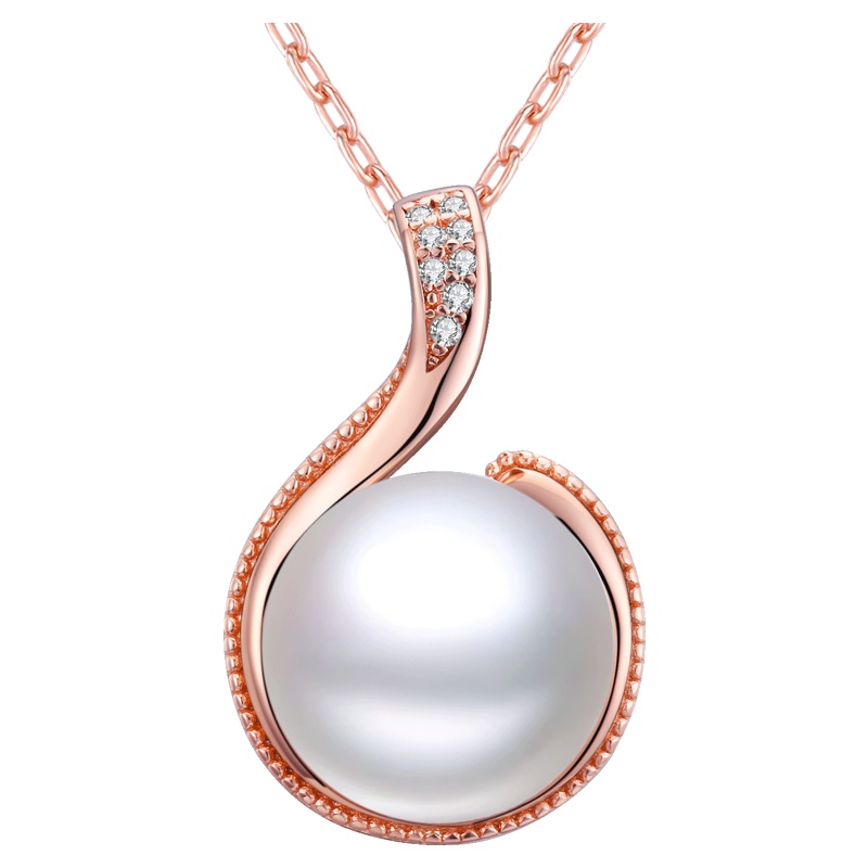 佰色传情珍珠项链女款时尚925项链中老年吊坠银饰妈妈礼物