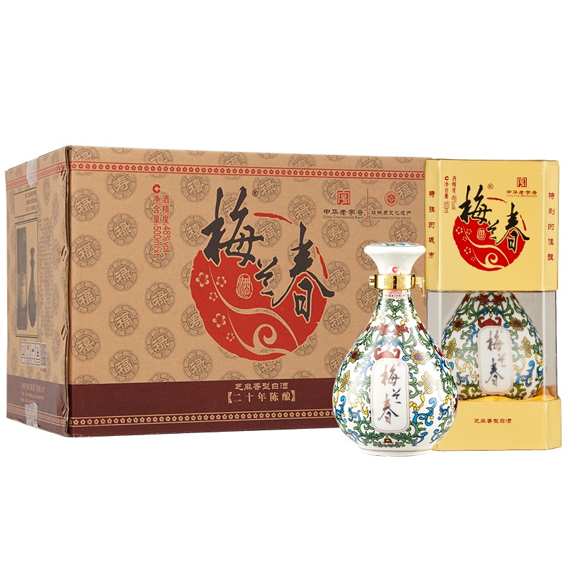 梅兰春 48度鉴赏级Ⅲ 500ml 6瓶整箱装 芝麻香型 白酒 中华老字号 京剧大师梅兰芳故乡美酒[新旧包装随机发货]
