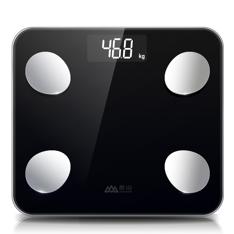 香山 云姿 智能体脂秤 电子秤 家用精准体重秤 人体秤 12项身体数据监测 蓝牙APP控制(爵士黑)电池款
