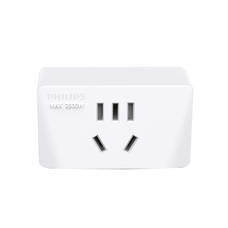 飞利浦(Philips)SPS1300P/93三位一转三插座插线板插排新国标无线转换器白色防污耐刮壳白色0接线板插头