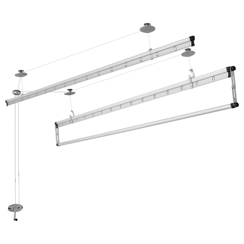 郁金香升降晾衣架双杆式室内阳台手摇晾衣杆家用三杆凉衣架晒被架