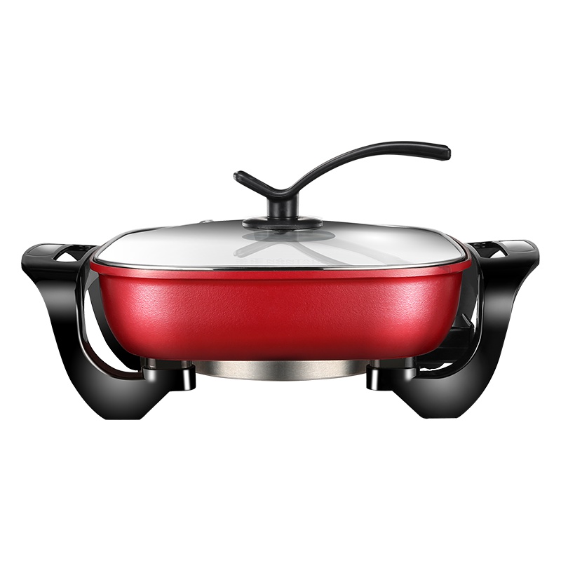 金正(NiNTAUS)电火锅JZH-303A 韩式家用多功能电热锅电煮锅电锅宿舍烤炒菜煎锅不粘锅 5L红色