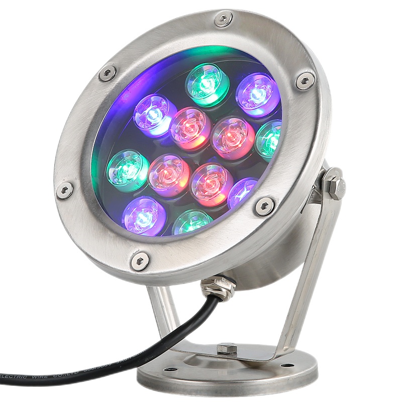 LED水底灯水池水下灯鱼池景观灯喷泉灯防水七彩射灯鱼缸灯泳池灯