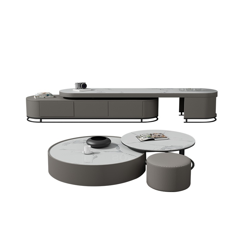 都市名门 茶几电视柜组合小户型客厅家具轻奢意式风岩板现代简约套装北欧大小户型可伸缩储物柜