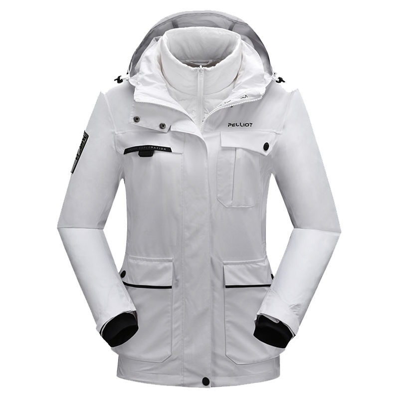 伯希和户外羽绒冲锋衣男女士潮牌三合一情侣防风外套秋冬季加厚涤纶保暖城市休闲两件套透气耐磨防水防风登山服