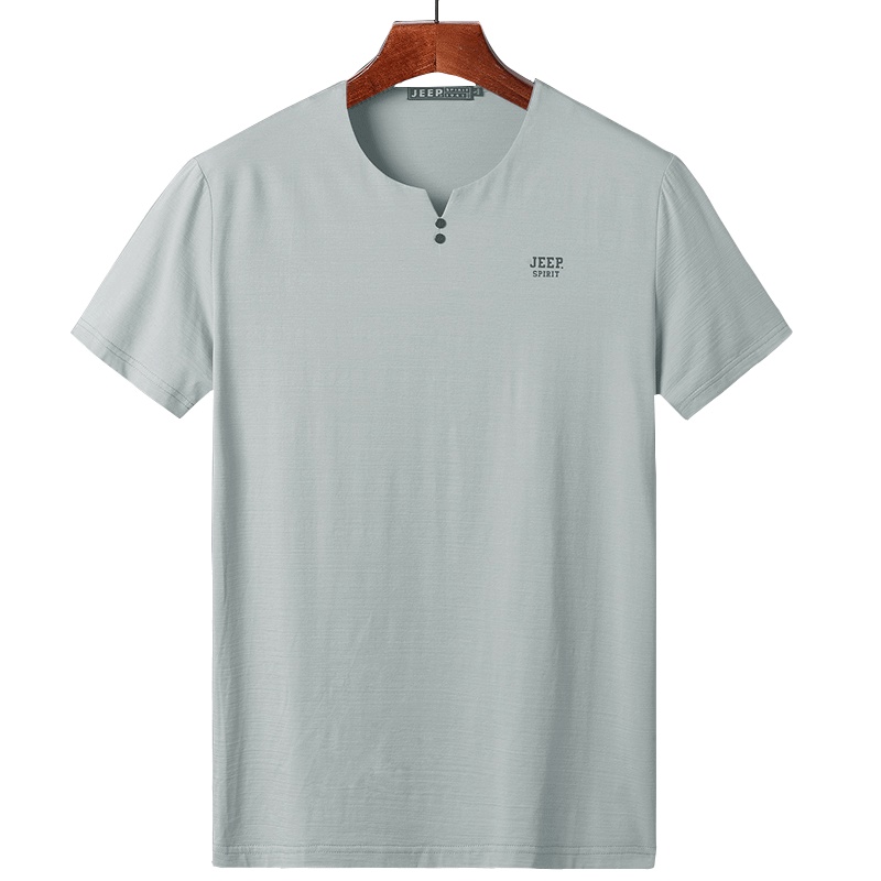 JEEP吉普正品男孩短袖t恤圆领潮流韩版青年体桖宽松夏季印花半袖修身上衣服青少年百搭V领紧身纯色弹力男装