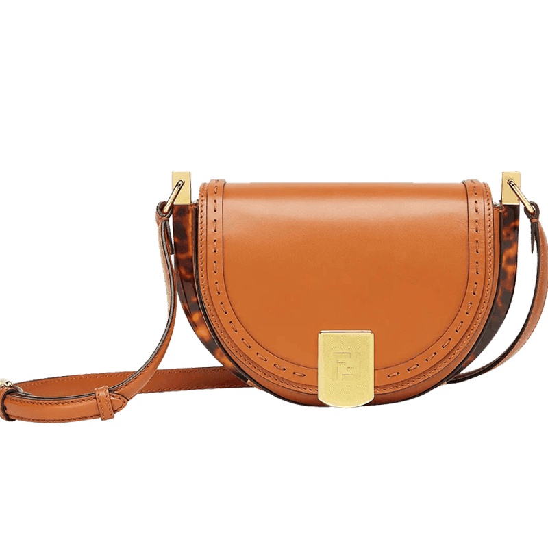 预售 芬迪FENDI Moonlight马鞍包 FF金属吸扣光面皮 女士单肩包 8BT346