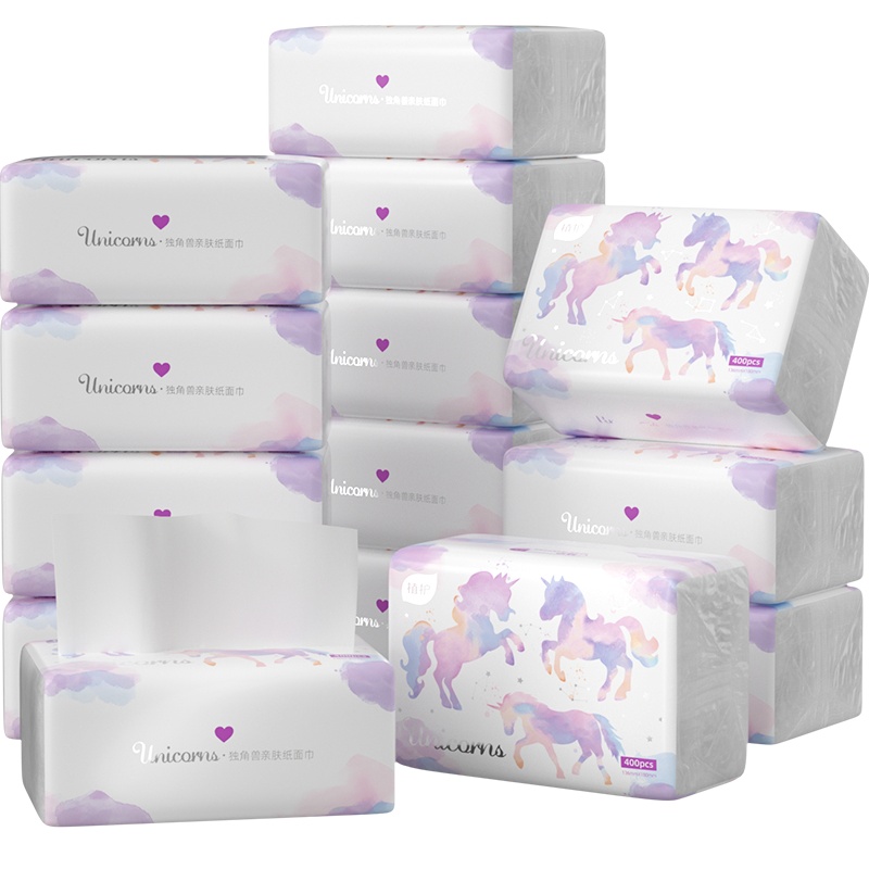 植护抽纸巾大包家用实惠装整箱超柔卫生纸抽面巾纸4层20包独角兽