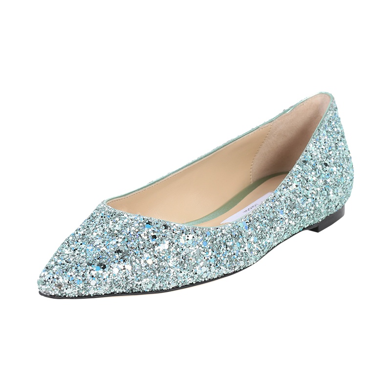 周仰杰 JIMMY CHOO 女士闪光面料尖头单鞋平底鞋ROMY FLAT LHJ 214