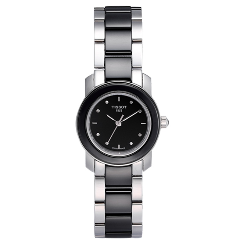 [低至5折]天梭(TISSOT)瑞士手表 瓷艺系列 不锈钢/陶瓷表带女士石英表T064.210.22.056.00 礼物