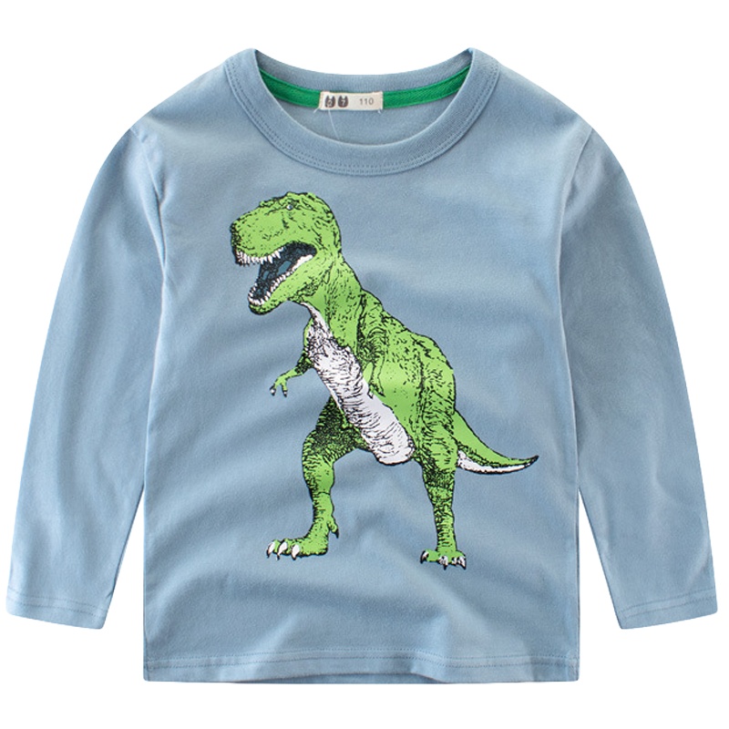 儿童打底衫纯棉 韩版童装新款2020男童T恤秋款长袖恐龙中大童服装元氣小猴STRONG MONKEY