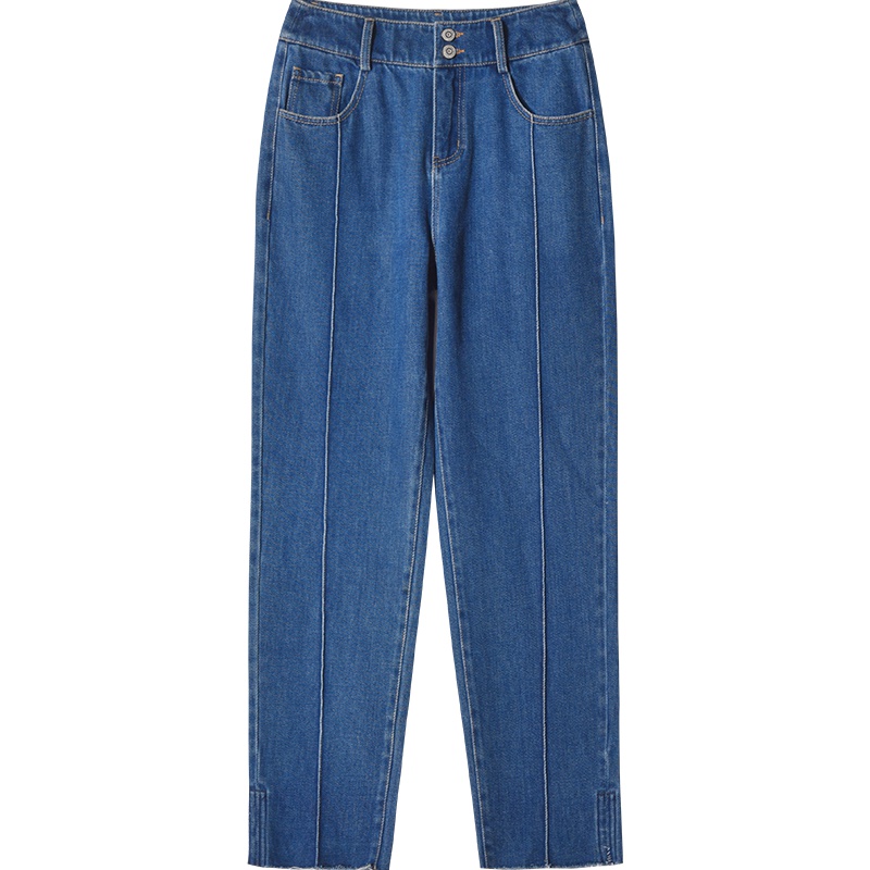 娅丽达女裤高腰萝卜牛仔裤春秋2019新款宽松哈伦裤女士牛仔长裤I3105