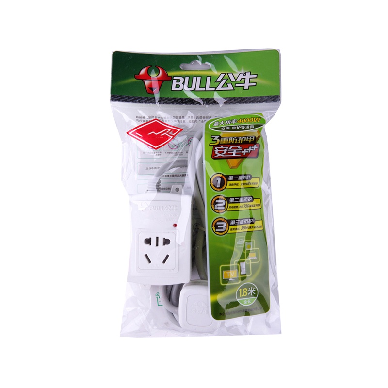 公牛 GN-103D 大功率16A插座插线板插排/接线板 1位无开关 全长1.8米 (单位:件)